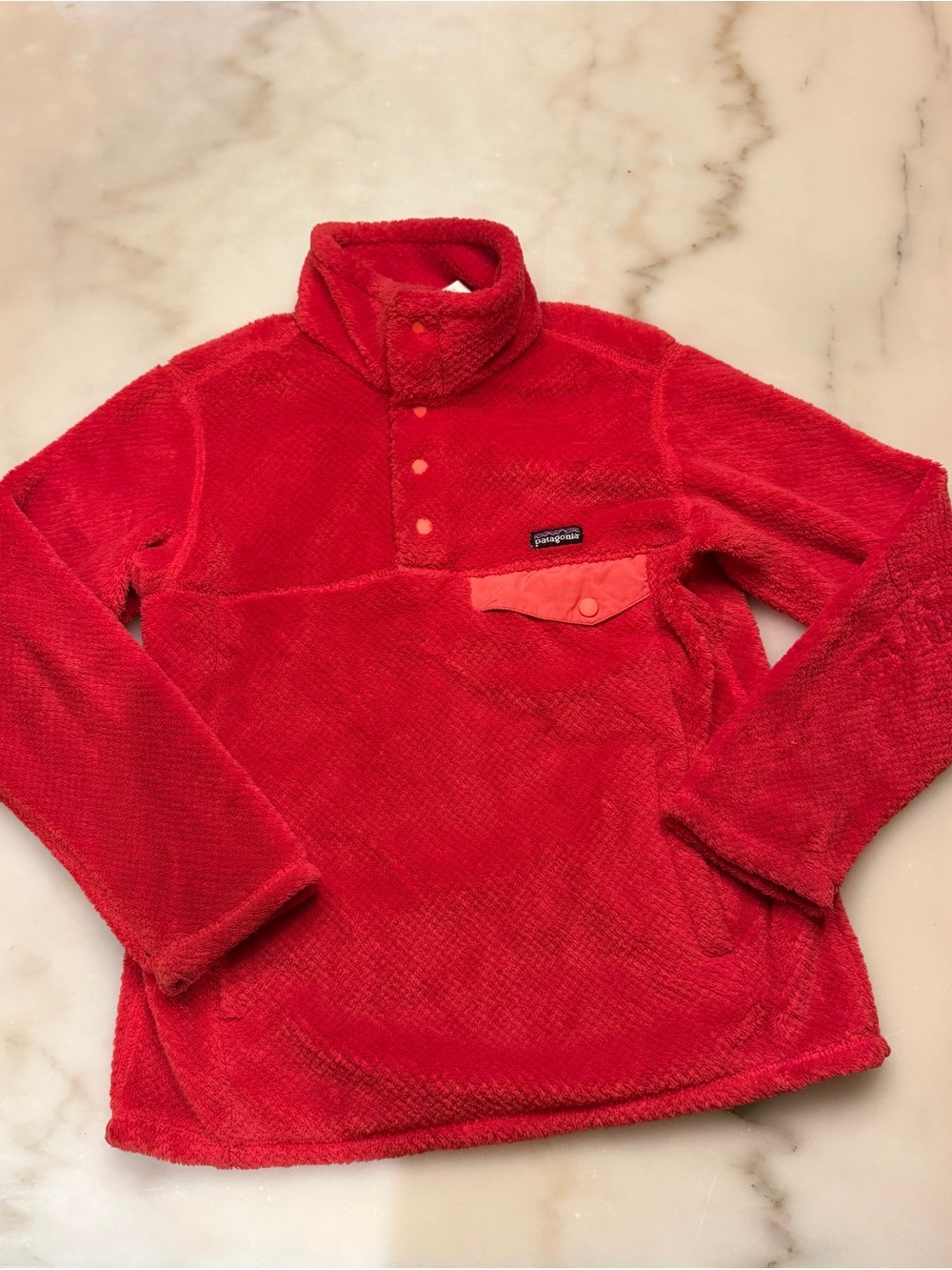 Patagonia Red Plush Snap Pullover Hoodie